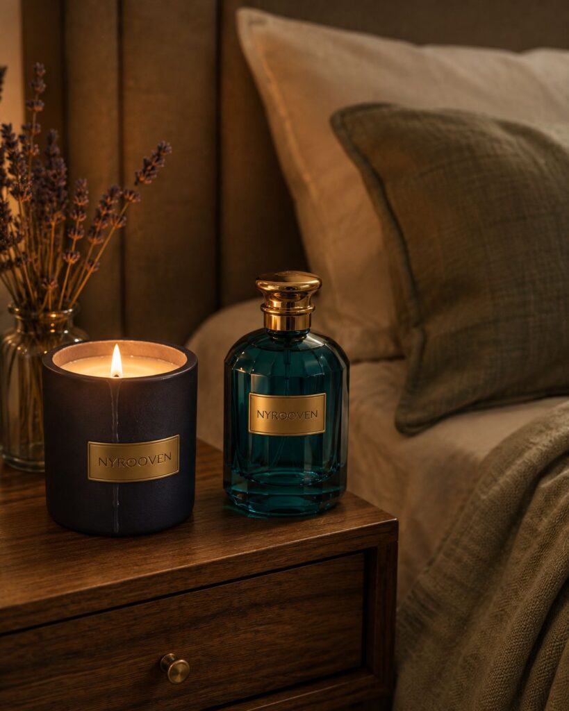 شمع معطر و عطر اتمسفر Nyrooven کنار تخت خواب برای رایحه آرامش