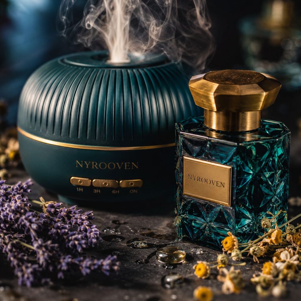 دیفیوزر روغن اسانسی و شیشه عطر Nyrooven با بخار رایحه